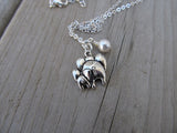 Elephant Necklace with a pearl accent bead- Elephant Mother and Baby Bums