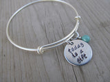 Today is a Gift Bracelet- "today is a gift"  - Hand-Stamped Bracelet- Adjustable Bangle Bracelet with an accent bead of your choice