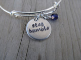 Stay Humble Inspiration Bracelet - "stay humble" Bracelet-  Hand-Stamped Bracelet- Adjustable Bangle Bracelet with an accent bead of your choice