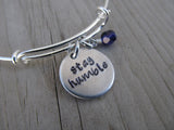Stay Humble Inspiration Bracelet - "stay humble" Bracelet-  Hand-Stamped Bracelet- Adjustable Bangle Bracelet with an accent bead of your choice