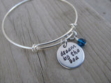 Dream By The Sea Inspiration Bracelet - "dream by the sea" Bracelet-  Hand-Stamped Bracelet- Adjustable Bangle Bracelet with an accent bead of your choice