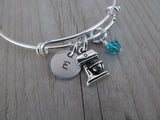 Chef or Baker Charm Bracelet- Kitchen Mixer Charm Bracelet with Initial and Accent Bead