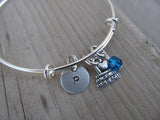Love to Read Charm Bracelet -Adjustable Bangle Bracelet with an Initial Charm and Accent Bead of your choice