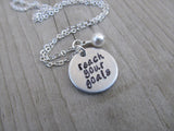 Reach Your Goals Inspiration Necklace- "reach your goals"  - Hand-Stamped Necklace with an accent bead in your choice of colors