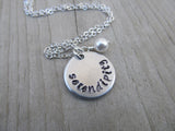 Serendipity Inspiration Necklace- "serendipity" - Hand-Stamped Necklace with an accent bead of your choice