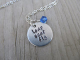 Leap Soar Fly Inspiration Necklace- "leap soar fly" - Hand-Stamped Necklace with an accent bead in your choice of colors