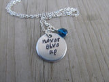 Never Give Up Inspiration Necklace- "never give up" - Hand-Stamped Necklace with an accent bead in your choice of colors