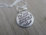 Grandmother's Necklace- "The love between grandma & grandchild is forever"  - Hand-Stamped Necklace with an accent bead in your choice of colors