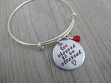 Too Blessed to Be Stressed Inspiration Bracelet- "too blessed to be stressed" with stamped heart - Hand-Stamped Bracelet- Adjustable Bangle Bracelet with an accent bead of your choice