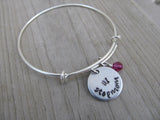 Step Mother's Bracelet- "#1 stepmom" - Hand-Stamped Bracelet- Adjustable Bangle Bracelet with an accent bead of your choice