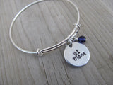 Mother's Bracelet- "#1 Mom"  - Hand-Stamped Bracelet  -Adjustable Bangle Bracelet with an accent bead of your choice