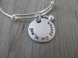 Friendship Bracelet- "you're my person"  - Hand-Stamped Bracelet- Adjustable Bangle Bracelet with an accent bead in your choice of colors