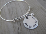 Friendship Bracelet- "you're my person"  - Hand-Stamped Bracelet- Adjustable Bangle Bracelet with an accent bead in your choice of colors