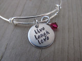 Live Laugh Love Inspiration Bracelet- Hand-Stamped "live laugh love" Bracelet with an accent bead of your choice