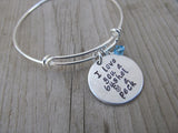 Inspirational Bracelet- "I love you a bushel & a peck" - Hand-Stamped Bracelet- Adjustable Bangle Bracelet with an accent bead in your choice of colors