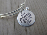 Pride and Prejudice Quote Bracelet- "how ardently I admire & love you" - Hand-Stamped Bracelet- Adjustable Bangle Bracelet with an accent bead in your choice of colors