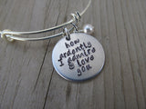 Pride and Prejudice Quote Bracelet- "how ardently I admire & love you" - Hand-Stamped Bracelet- Adjustable Bangle Bracelet with an accent bead in your choice of colors