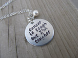 Cancer Quote Inspiration Necklace- "cancer is tough but I'm tougher"  - Hand-Stamped Necklace with an accent bead in your choice of colors