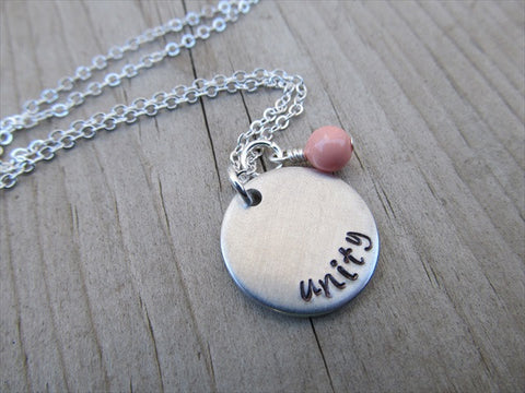 Unity Inspiration Necklace- "unity" - Hand-Stamped Necklace with an accent bead of your choice