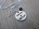 Forever & Always Inspiration Necklace- "forever & always"- Hand-Stamped Necklace with an accent bead in your choice of colors