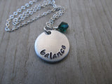 Balance Inspiration Necklace- "balance"- Hand-Stamped Necklace with an accent bead in your choice of colors