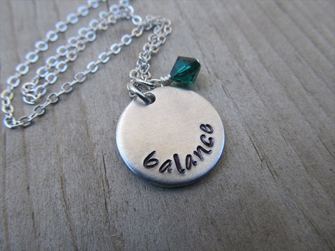 Balance Inspiration Necklace- "balance"- Hand-Stamped Necklace with an accent bead in your choice of colors