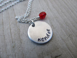 Wonder Inspiration Necklace- "wonder"- Hand-Stamped Necklace with an accent bead in your choice of colors