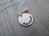 Survivor Inspiration Necklace- "survivor"- Hand-Stamped Necklace with an accent bead in your choice of colors