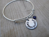 Determination Inspiration Bracelet- "Determination"  - Hand-Stamped Bracelet  -Adjustable Bangle Bracelet with an accent bead of your choice