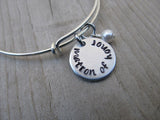 Matron of Honor Bracelet- "matron of honor"  - Hand-Stamped Bracelet  -Adjustable Bangle Bracelet with an accent bead of your choice