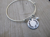 Matron of Honor Bracelet- "matron of honor"  - Hand-Stamped Bracelet  -Adjustable Bangle Bracelet with an accent bead of your choice