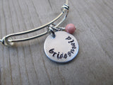 Bridesmaid Bracelet- "bridesmaid"  - Hand-Stamped Bracelet  -Adjustable Bangle Bracelet with an accent bead of your choice