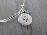 Love Inspiration Bracelet- "L♥VE"  - Hand-Stamped Bracelet  -Adjustable Bangle Bracelet with an accent bead of your choice