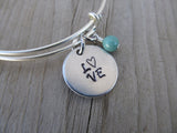 Love Inspiration Bracelet- "L♥VE"  - Hand-Stamped Bracelet  -Adjustable Bangle Bracelet with an accent bead of your choice