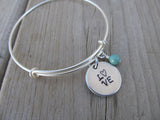 Love Inspiration Bracelet- "L♥VE"  - Hand-Stamped Bracelet  -Adjustable Bangle Bracelet with an accent bead of your choice