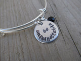 Be Unforgettable Inspiration Bracelet - "be unforgettable" Bracelet-  Hand-Stamped Bracelet- Adjustable Bangle Bracelet with an accent bead of your choice