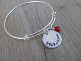 Bookworm Inspiration Bracelet- "bookworm"  - Hand-Stamped Bracelet with an accent bead of your choice