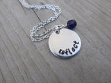 Reflect Inspiration Necklace- "reflect" - Hand-Stamped Necklace with an accent bead in your choice of colors