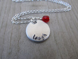 Laugh Inspiration Necklace- "laugh" - Hand-Stamped Necklace with an accent bead in your choice of colors