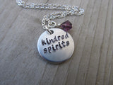 Friendship Necklace- "kindred spirits" - Hand-Stamped Necklace with an accent bead in your choice of colors