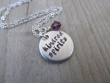Friendship Necklace- "kindred spirits" - Hand-Stamped Necklace with an accent bead in your choice of colors