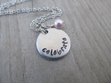 Celebrate Inspiration Necklace- "celebrate" - Hand-Stamped Necklace with an accent bead in your choice of colors
