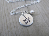 Engagement Necklace- "I said yes" - Hand-Stamped Necklace with an accent bead in your choice of colors- Gift for Bride to Be