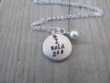 Engagement Necklace- "I said yes" - Hand-Stamped Necklace with an accent bead in your choice of colors- Gift for Bride to Be