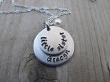 Personalized set of 2 Sisters Necklaces- 2 Necklace Set- "big sister", "little sister" each with a name disc and an accent bead of your choice- 2 necklace set
