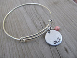 Marathon Inspiration Bracelet- "26.2"  - Hand-Stamped Bracelet  -Adjustable Bangle Bracelet with an accent bead of your choice