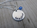 Imagine Inspiration Necklace- "imagine"- Hand-Stamped Necklace with an accent bead in your choice of colors