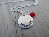 Serenity Inspiration Necklace- "serenity"- Hand-Stamped Necklace with an accent bead in your choice of colors