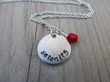 Serenity Inspiration Necklace- "serenity"- Hand-Stamped Necklace with an accent bead in your choice of colors