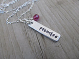 Promise Inspiration Necklace "promise"- Hand-Stamped Necklace with an accent bead in your choice